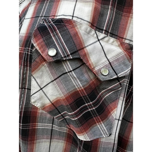 Rustler by Wrangler 3XL Plaid Pearl Snap Western Cowboy Shirt Vintage 90s - Picture 3 of 9
